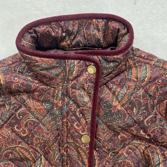 Talbots Jackets Womens S Petite Quilted Paisley‎ Corduroy trim art to wear boho - Picture 3 of 13